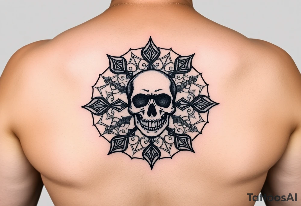 "Pepsi logo deconstructed into a sand mandala. Pixelated skull in center. Black and red ink, sacred geometry style, symmetrical." tattoo idea