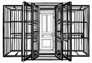 Empty biid cage door open artistic tattoo idea