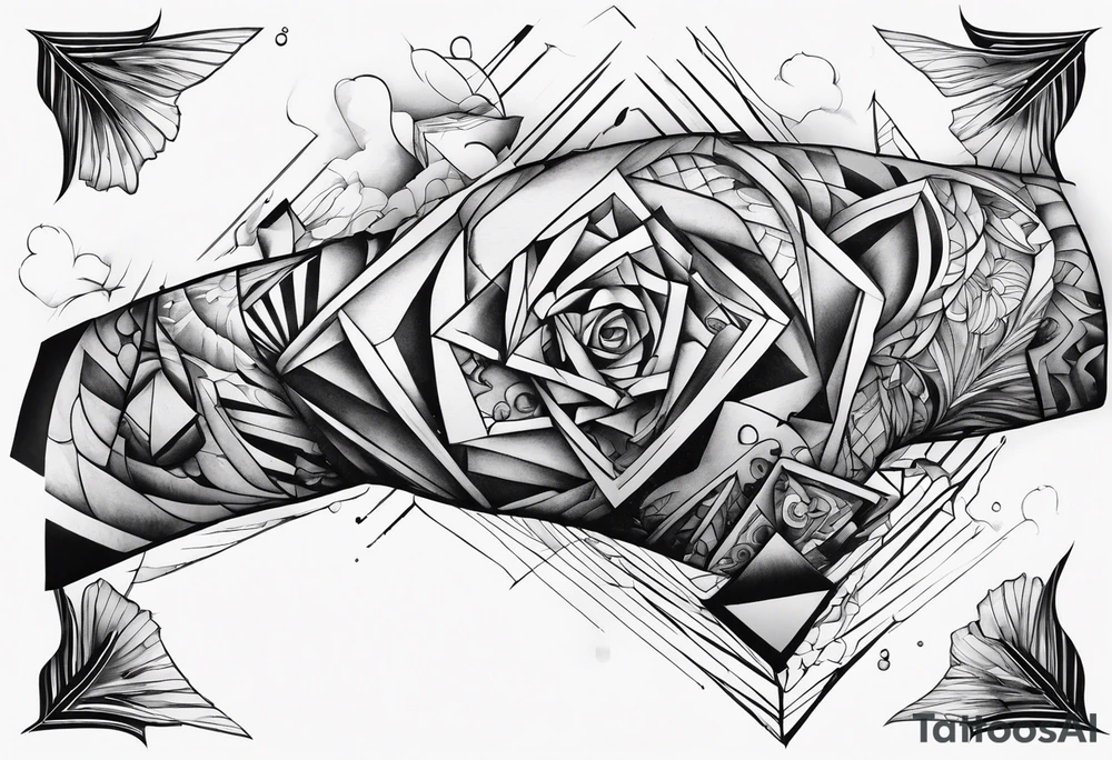 extreme fragmented twisted tissue anger pain on elbow tattoo idea
