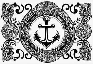 Celtic styling, anchor, bass clef note, treble clef note, dog paw print, half sleeve, forearm tattoo idea