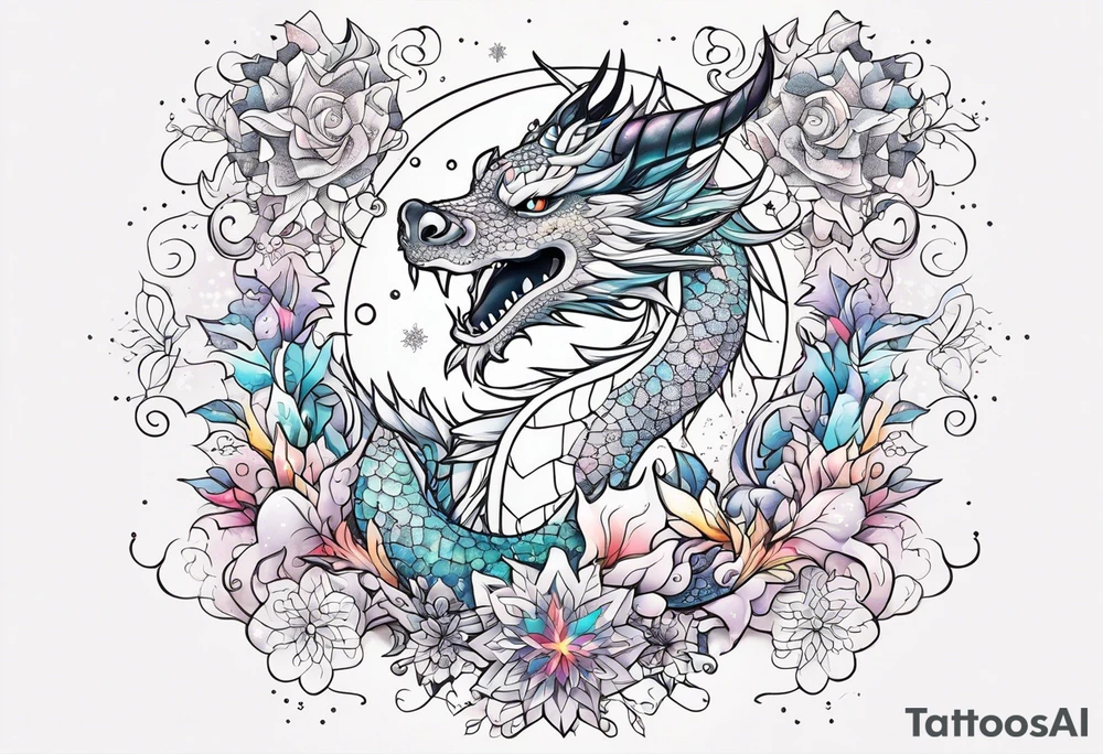 Constellation, dragon kawaii young ,snowflake tattoo idea