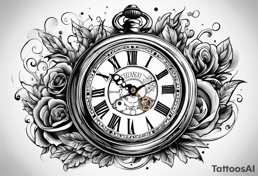 Old school pocket watch exploded showing inner mechanism tattoo idea Old school pocket watch exploded showing inner mechanism tattoo idea