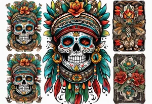 Arm sleeve inspired by Mexican American imagery tattoo idea