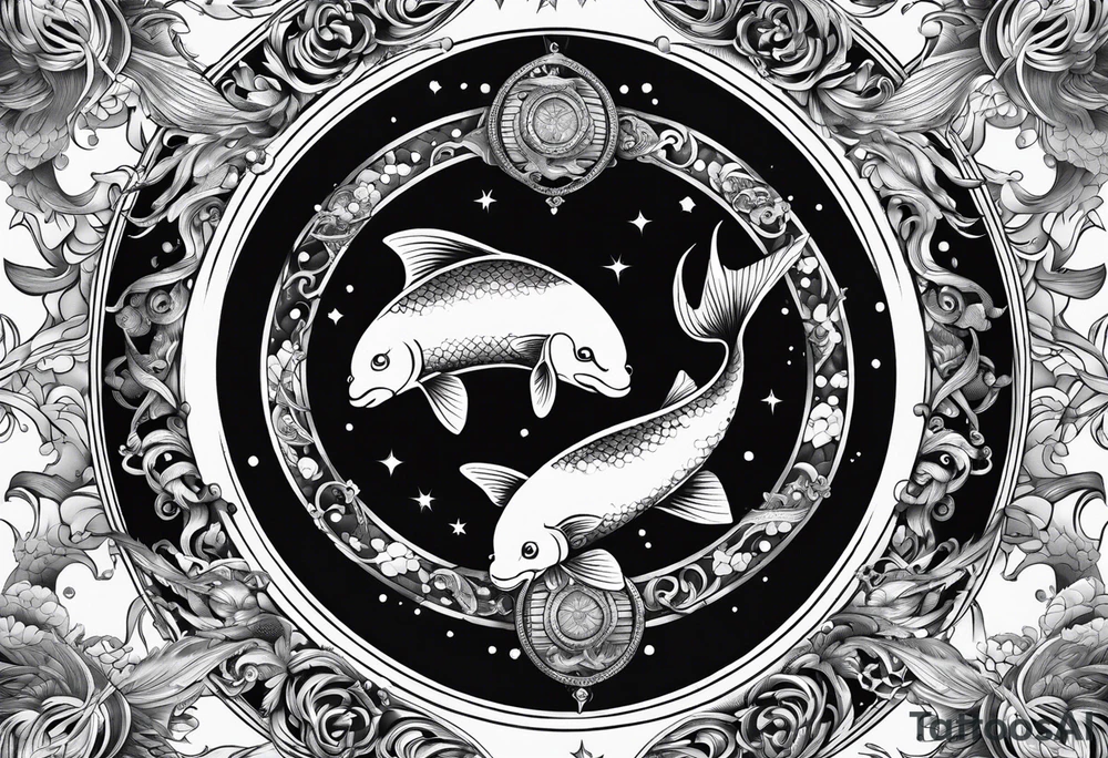 Pisces circling in a full moon tattoo idea