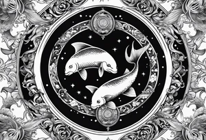 Pisces circling in a full moon tattoo idea