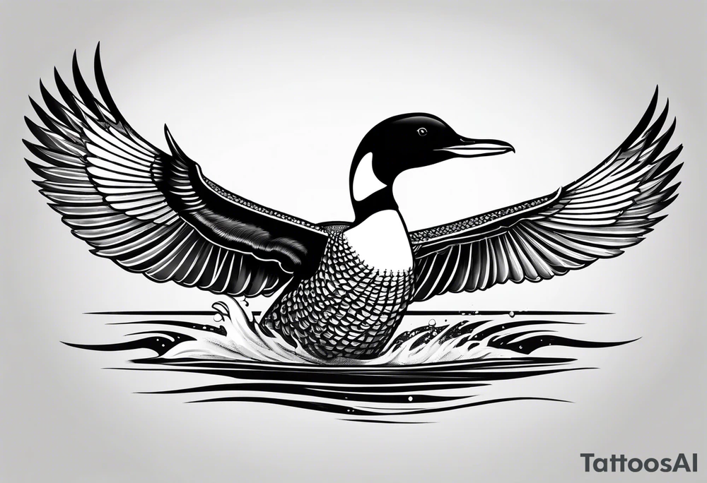 A loon with its wings spread tattoo idea