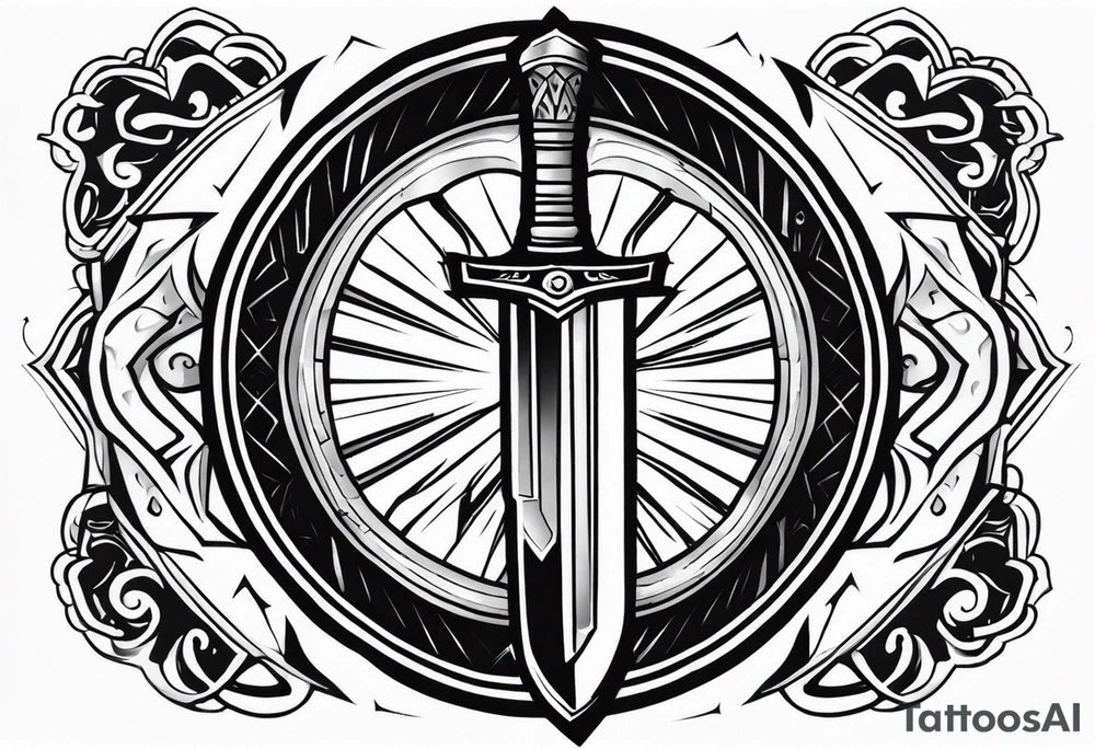 Valhalla sword shield lightning tattoo idea