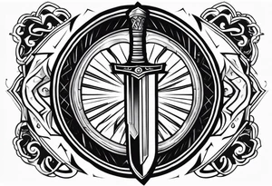 Valhalla sword shield lightning tattoo idea