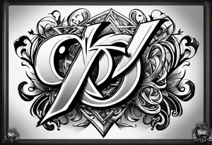 Graffiti style tattoo with the letters “P” and “P”, which represent our two boys Parker and Paxtyn tattoo idea