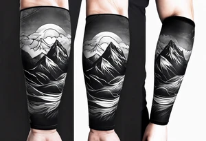 Arm sleeve with a mountain tattoo idea