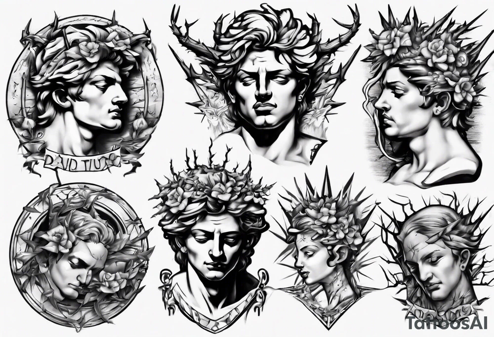 Bust of David with thorns tattoo idea