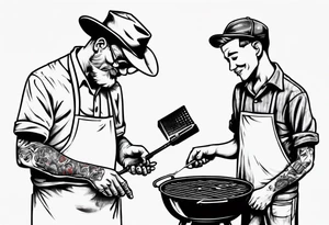 Father and son spending time grilling outside tattoo idea