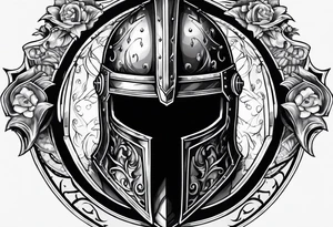 knight helmet and shield tattoo idea