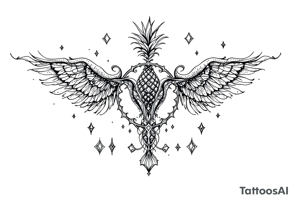 Vagina, anus, pineapple, crown, diamonds tattoo idea