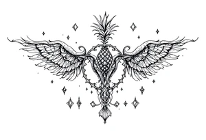 Vagina, anus, pineapple, crown, diamonds tattoo idea