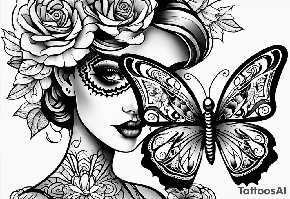 day of the dead butterfly tattoo idea