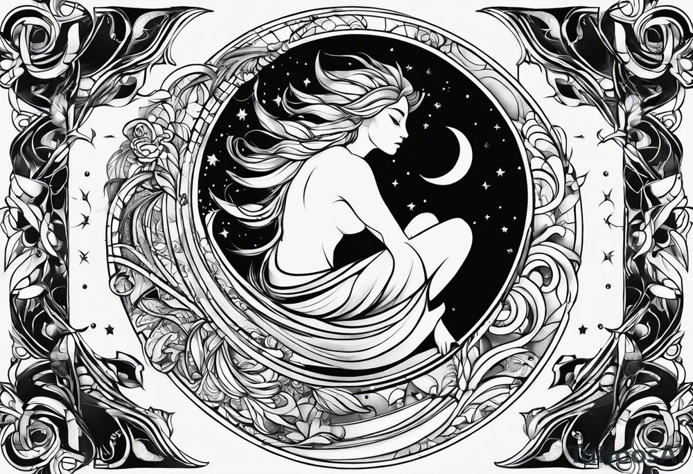 sacred moon strength tattoo idea