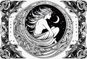 sacred moon strength tattoo idea