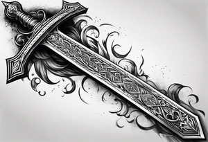 Excalibur sword with fire around it tattoo idea