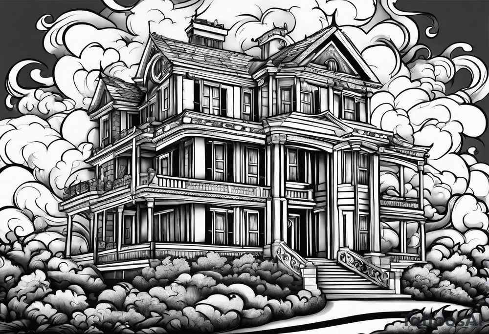 white house on fire tattoo idea