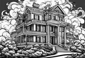 white house on fire tattoo idea