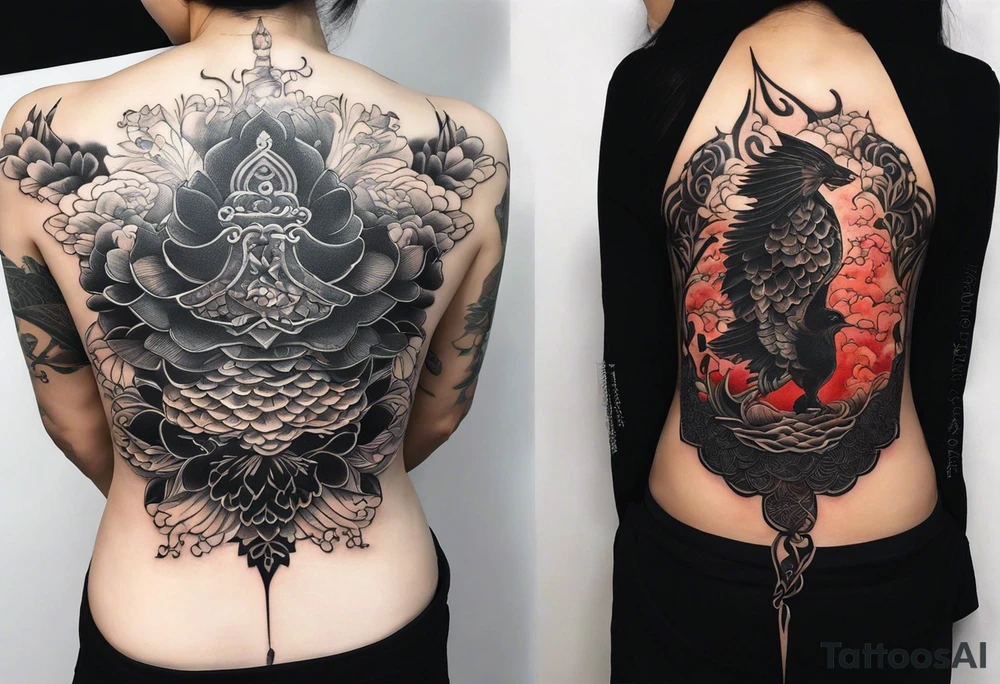 2 Black shadows of people standing over 2 black shadows of dead people tattoo idea