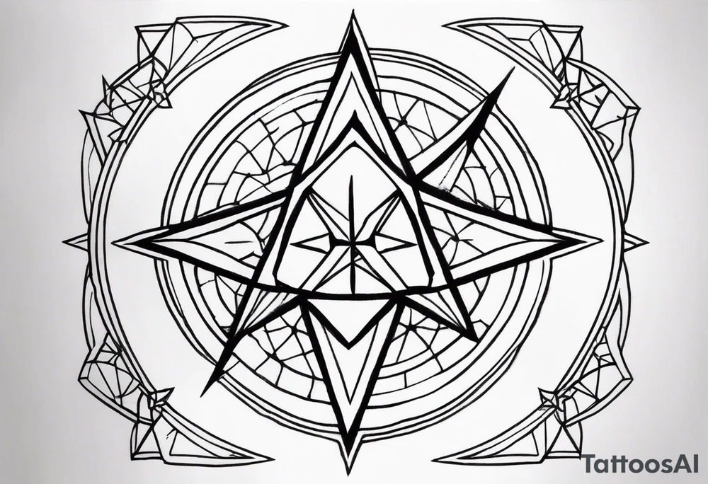 knee tattoo with unicursal hexagram tattoo idea