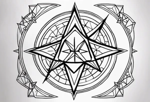 knee tattoo with unicursal hexagram tattoo idea