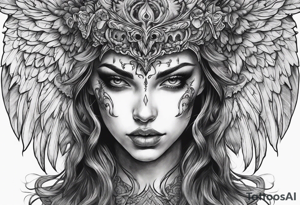 Creepy half angel half demon tattoo idea