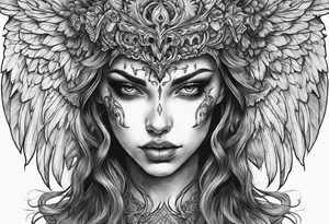 Creepy half angel half demon tattoo idea
