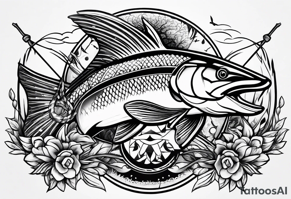 hunting and fishing tattoo idea