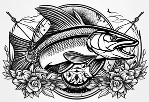 hunting and fishing tattoo idea