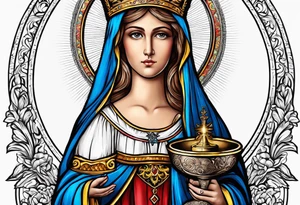 holy saint barbara with canons and a chalice tattoo idea