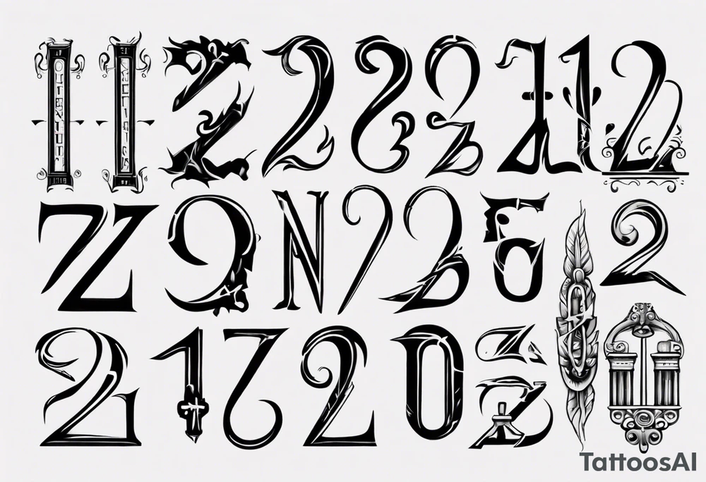 Combine the numbers 20 and 21 roman font tattoo idea