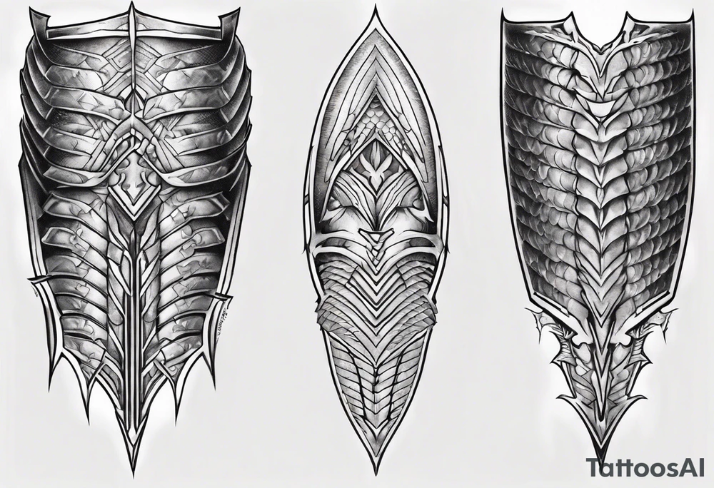 Dragonscale Leg armor symmetrical tattoo idea