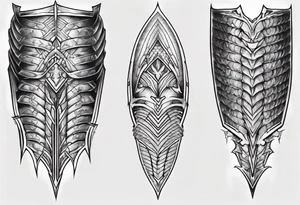 Dragonscale Leg armor symmetrical tattoo idea