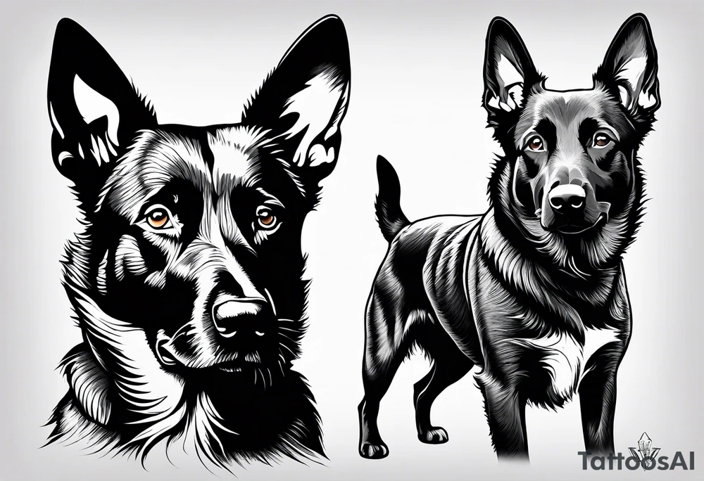 Belgian malinois, Scottish terrier, border collie, papillon tattoo idea