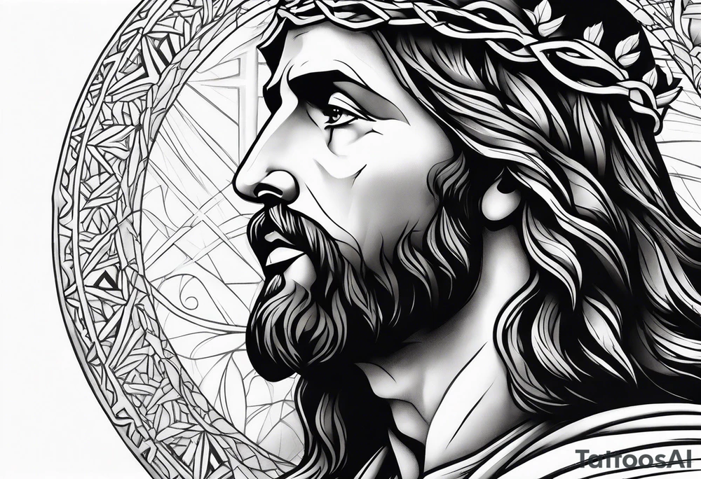 jesus side profile tattoo idea