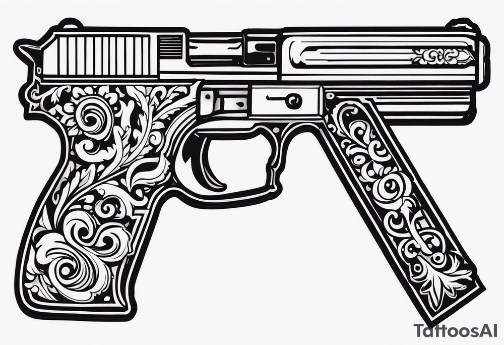 The letters AR with a pistol on each side tattoo idea