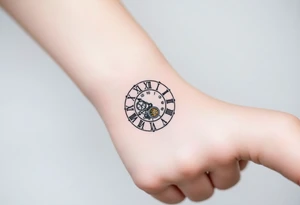 vintage roman numerals within ornate clockwork mechanism tattoo idea