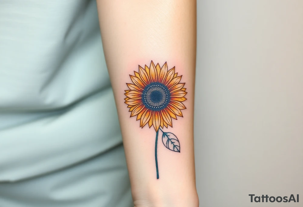 Word "PHUONG" written vertical with the sunflower. tattoo idea