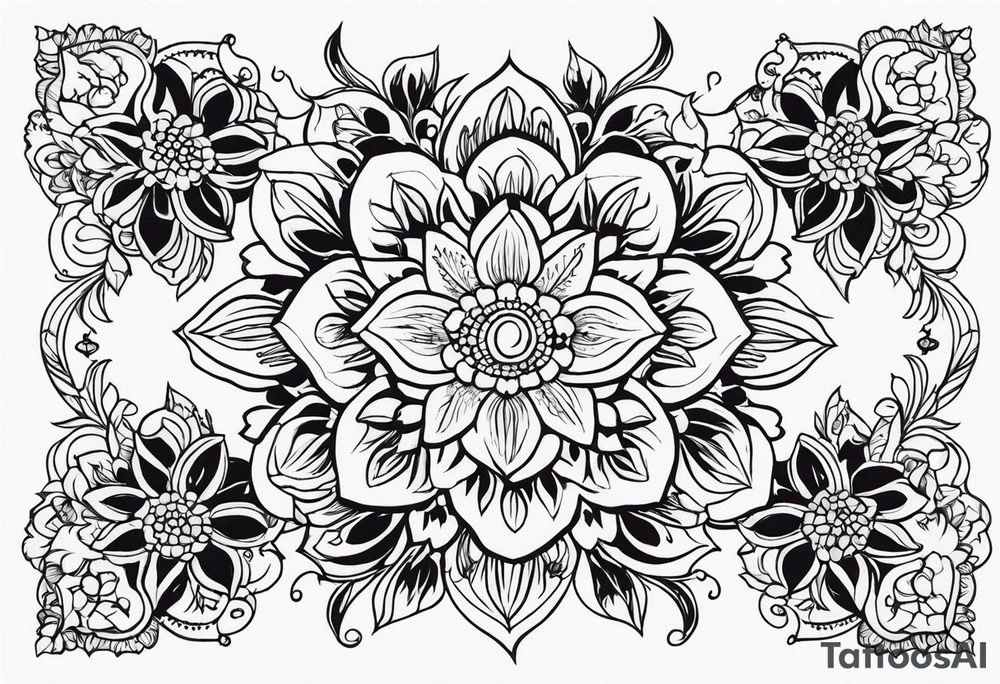 ornaments of flowers tattoo idea