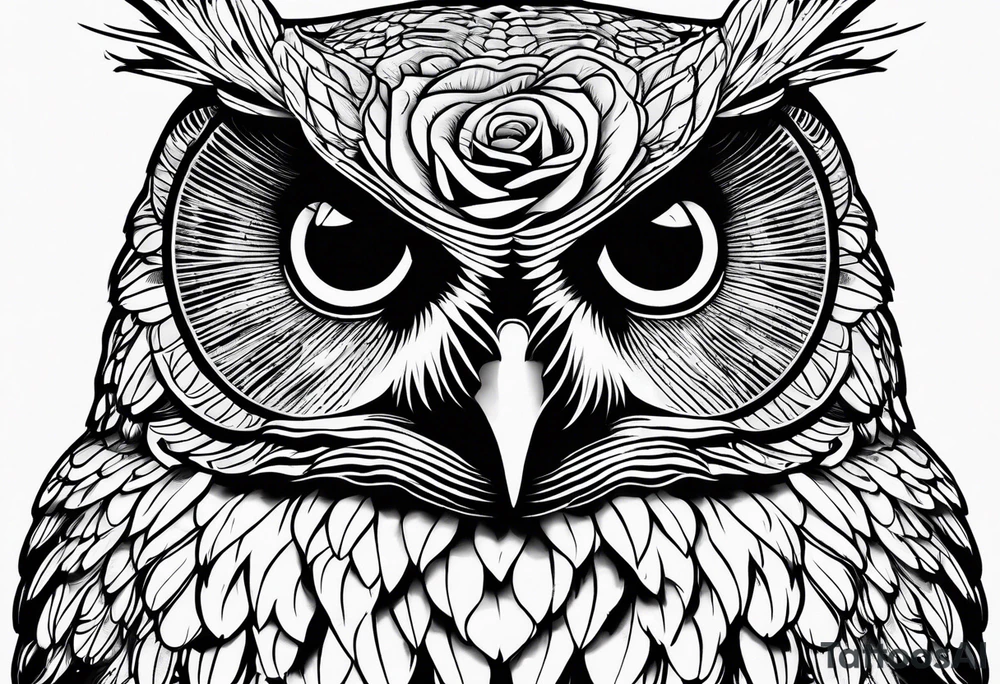 Barred owl with a rose tattoo idea