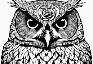 Barred owl with a rose tattoo idea