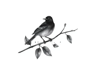 Male European Blackbird on a branch tattoo idea tattoo idea