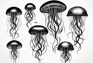 Small jellyfish, stylized, tattoo idea