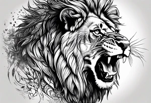 lion close up screaming tattoo idea