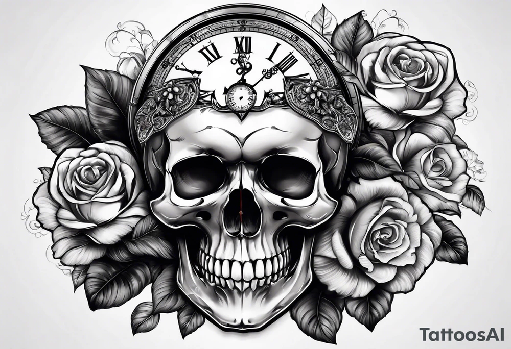 skull with pocket clock tattoo idea