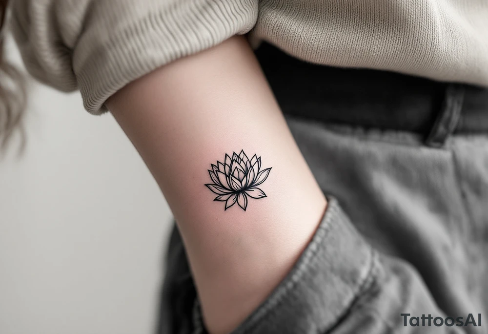 Fine thin lines very small minimalist tattoo combo of phenix and lotus tattoo idea