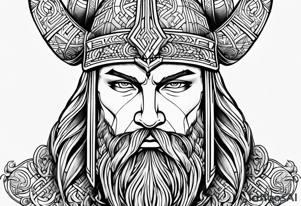 Stylized viking face tattoo idea